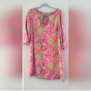 Lilly Pulitzer Jubilee Kelby Rhinestone Collar Floral Silk Dress. Size 1…